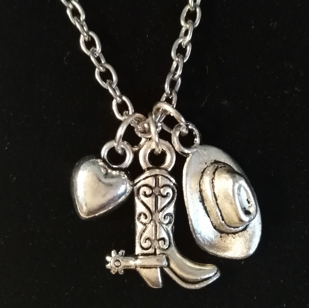Cute Country/Cowgirl Boot & Hat Charm Necklace